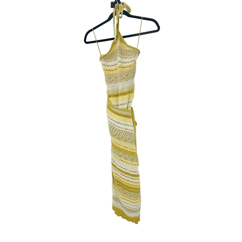 Jonathan Simkhai Midi Dress Halter Neck Marigold Strip Multi Size XS NWT - Picture 8 of 11